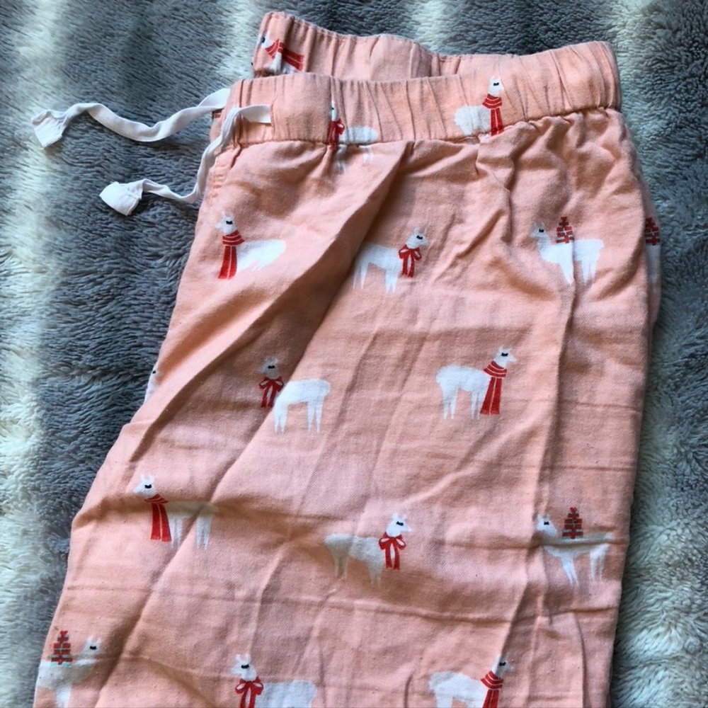 Pink Christmas Llama Pajama Pants J. Crew Medium